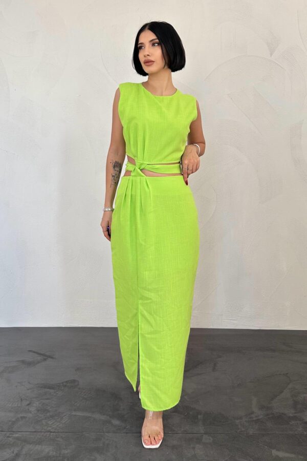 Lime Linen Two-Way Dress - Image 2