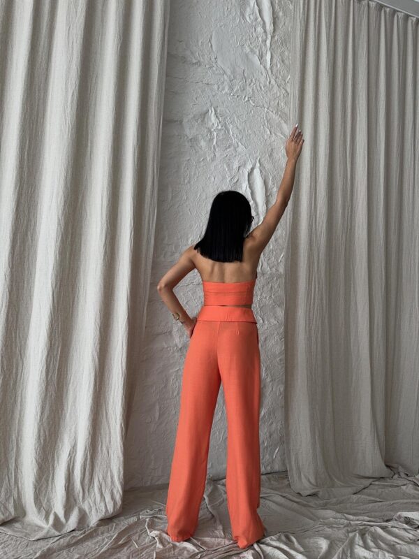 Asymmetric Waist Button Palazzo Trousers - Image 3