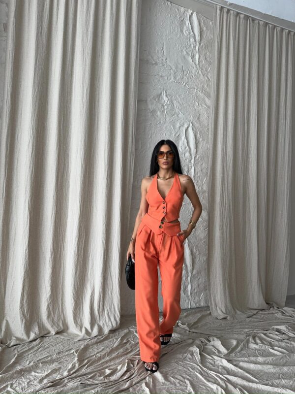 Asymmetric Waist Button Palazzo Trousers